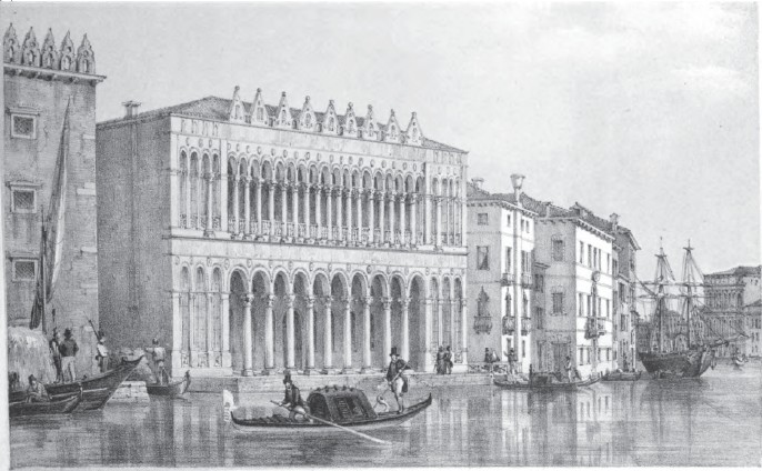 Illustrazione d'epoca del Fondaco dei turchi, futura sede del Museo Civico di Storia naturale di Venezia