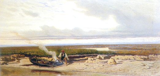 Guglielmo Ciardi. Pescatore in barena, 1870 (dal Catalogo delle opere di Guglielmo Ciardi. Regione Veneto - Antiga Edizioni)