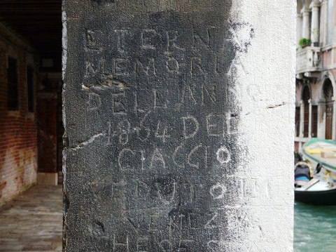 Graffito memoria di una eccezionale laguna ghiacciata del 1864