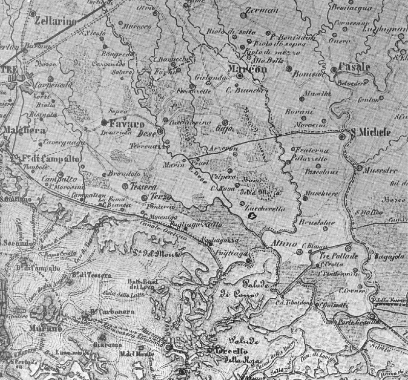 Cartografia del territorio di Favaro nel 1859